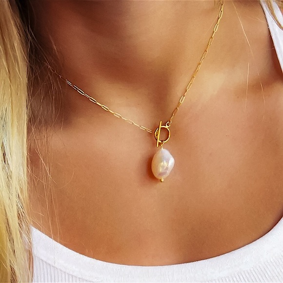 🔵𝟲𝟱%𝗢𝗙𝗙 𝗯𝘂𝗻𝗱𝗹𝗲𝘀 𝟯+🔵 NEW Freshwater Pearl Stainless Steel Necklace - Picture 9 of 14